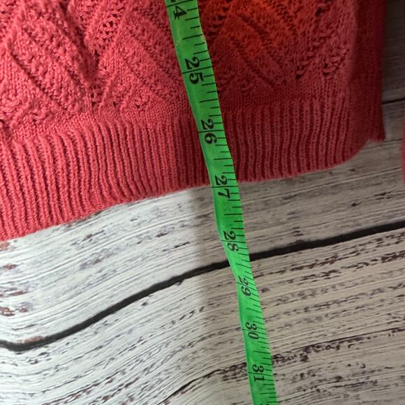 Talbots Pink Pointelle Ruffle Mock Neck Sweater Long Sleeve Knit Pullover Lg - Picture 5 of 6